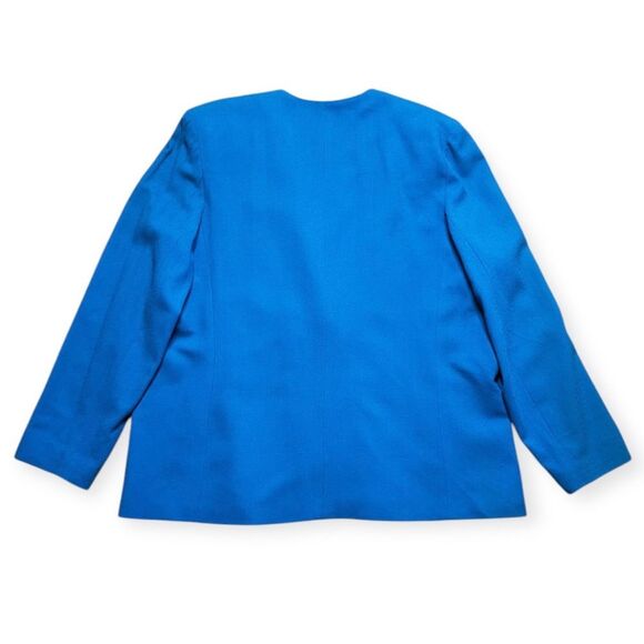 Vintage Debi Sue Blazer Women’s 24 Plus Blue Power Shoulder Single Button USA - Picture 2 of 8